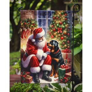 ร็อตไวเลอร์ซานตาคลอสหลากสีธงสำหรับสวนลานบ้านงานศิลปะสำหรับเตียงดอกไม้ในลานกล่องจดหมายธงตกแต่งสวนขนาดสวน - Product Image 3