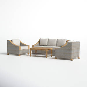 4-Piece Rattan <b>Garden</b> <b>Sofa</b> Seating Group with <b>for</b> Sunbrella <b>Cushions</b> - Product Image 6