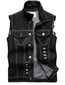 Chaleco Vaquero Vintage para Hombre SBEA IMPEX, Sin Mangas, Desgastado, Corte Ajustado, Casual, con Botones al Frente, para Otoño - Product Image 1
