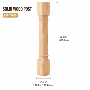เสาไม้เนื้อแข็ง EFS TP005 ขนาด 5x5x34.5 นิ้ว เสาบันได อะไหล่บันได รับประกัน 1 ปี สำหรับบันได ระเบียง ขาตู้ - Product Image 1