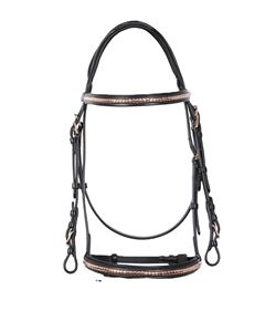 บังเหียนม้าหนังสีน้ำตาลพร้อมคลิบทองคำและฮาร์ดแวร์ทองเหลืองพร้อมบังเหียนชุดขี่ม้าแบบกำหนดเองพร้อมฮาร์ดแวร์ทองเหลือง - Product Image 1