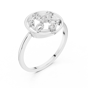 Anillo Minimalista en Forma de Flor de Oro Amarillo Sólido de 10k, 14k, 18k con Diamantes Cultivados en Laboratorio de Corte Redondo, Anillo de Boda Clásico, Regalo para Ella - Product Image 6
