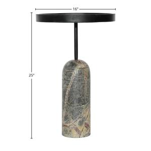 Mesa Auxiliar Moderna con Pedestal y Superficie Estilo Piedra, Base de Columna Texturizada, Perfil Delgado y Elegante para Espacios Contemporáneos - Product Image 6