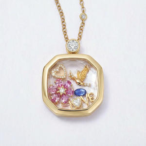 Floating Locket Necklace Gold Brass DIY <b>Memory</b> Charm Pendant Wholesale - Product Image 3