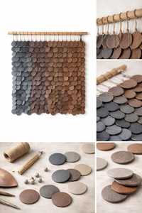 Multi Color Handmade Wabi Sabi Ceramic Tile Wall Hanging Earthy Ivory Beige For Living Area Bedroom & Office Home <b>Decor</b> Theme - Product Image 4