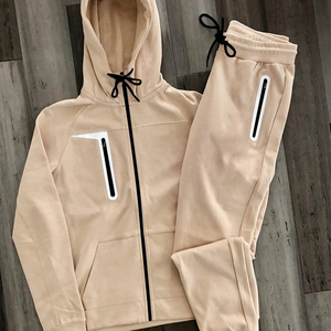 Conjunto de chándal unisex, sudadera con capucha y pantalones deportivos, color sólido, corte holgado de longitud completa con bolsillos laterales, ropa de otoño - Product Image 2