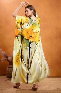 Hot sale Designer Turkish Style <b>Kaftan</b> Kurta Women Polyester Handmade Batwing Sleeves V Neck Regular Fit Flared Hem Midi Short - Product Image 3