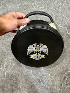 Genuine Leather Masonic Fez Case with Handle Durable Regalia Bag Professional Freemasonry Travel Box MFC-0016 - Product Image 4