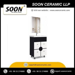 Alba Collection Classic Design Rectangle Wall-Mounted Ceramic Basin Bathroom <b>Vanity</b> <b>Table</b> Mirror Included PVC Material Water - Product Image 2
