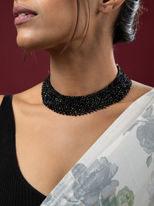 Black Beaded <b>Statement</b> <b>Necklace</b> for Women - Product Image 1