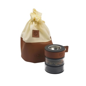 Ensemble brûleur de Bakhoor portable en gros avec étui en cuir, pot de rangement en verre et sac à cordon – Encensoir - Product Image 1