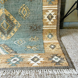 Bohemian Handwoven Jute <b>Rug</b> Abstract Pattern Rectangle Low Pile Flatweave Eco Friendly Pet Friendly Living Room Area <b>Rug</b> - Product Image 3