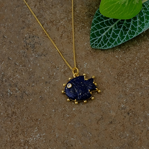 Hand Carved Lapis Lazuli Fish <b>Necklace</b> <b>Blue</b> Gemstone Statement Pendant Gold Plated Handmade Jewelry Gift For Her 562411 - Product Image 4