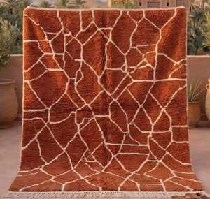 Alfombra Beni Ourain Hecha a Mano, Estilo Marroquí, 100% Lana, Patrón Geométrico, Lavable, Pelo Grueso - Product Image 1