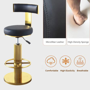 Modern White <b>Leather</b> Bar Chair Brushed Gold Stainless Steel Pedestal Swivel,adjustable Counter <b>Stool</b> for Home Bar Hotel - Product Image 6
