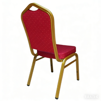 Chaise de banquet empilable moderne et élégante, rouge, avec revêtement en tissu, structure en métal doré, pour mariages en plein air, salons, appartements, hôtels