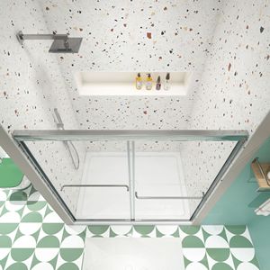 1/4 \ "porta doccia con Bypass in vetro temperato con porta scorrevole in finitura cromata - Product Image 3