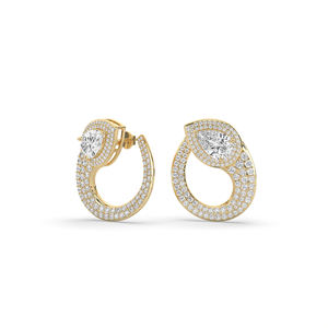 ต่างหูเพชรเพาะเลี้ยง 4.46 กะรัต ทรงลูกแพร์เจียระไนแบบบริลเลียนท์ ทอง 14K 10K ดีไซน์เรียบหรู น้ำหนักเบา ขายส่งเครื่องประดับ B2B - Product Image 2