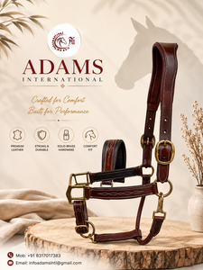 Licol en cuir personnalisé de qualité supérieure, réglable, avec ferrures en laiton pour l'équitation et le dressage - Vente en gros - Product Image 4