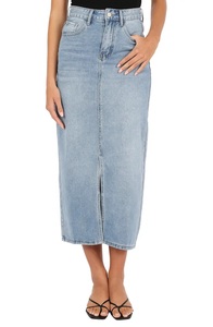 Wholesale Custom Made Ladies Jean Skirts New Design Long Length Cotton Denim Casual Style Breathable Natural OEM Serviced - Product Image 2