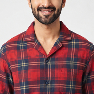 Pyjama pour homme en coton 100% à carreaux, manches longues, taille ajustable avec cordon, coupe classique, confortable et respirant - Product Image 6