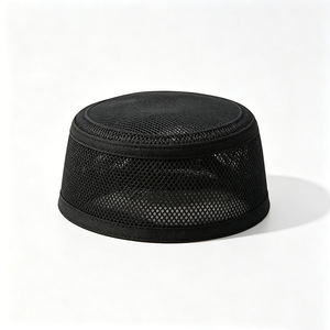 Venta al por mayor de gorros Taqiyah Kufi de malla transpirable blancos para hombres musulmanes, para oración islámica, deportes, verano, con logotipo personalizado OEM. - Product Image 3