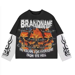 เสื้อยืดโอเวอร์ไซส์ลายกราฟิกพิมพ์ลายสไตล์วินเทจ แบรนด์ Glory Custom รุ่นใหม่สุดเทรนดี้ แขนยาวสองชั้น สำหรับใส่ได้ทั้งผู้ชายและผู้หญิง สไตล์สตรีทแวร์ - Product Image 1