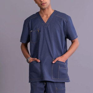 Customized Color & Logo Unisex <b>Scrub</b> <b>Sets</b> with Spandex/Cotton Canvas Fabric High Quality Hospital <b>Scrub</b> Uniform Needle Detection - Product Image 3