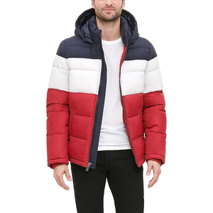 Men's <b>Winter</b> <b>Thick</b> Down Padded <b>Coat</b> with Stand Collar Long Sleeve Satin Bomber Puffer Jacket Warm Outwear with Hood - Product Image 1