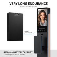 Serrure de porte intelligente biométrique à empreinte digitale avec interphone vidéo en temps réel, caméra de vision nocturne et détection faciale, vente en gros