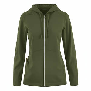 Blouse médicale personnalisée pour femme avec capuche et fermeture éclair intégrale – Tenue de travail pour hôpital, médecins, uniforme de maintien au chaud, extensible et douce – Vente en gros de blouses médicales - Product Image 2