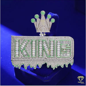 Luxury " KING" Crown Pendant Gold <b>Silver</b> Color Hip Hop Necklace Micro Pave CZ Diamond Jewelry - Product Image 2