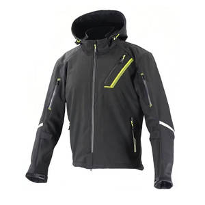 Blouson de moto unisexe noir pour motard avec protections intégrées, maille respirante, couleur et logo personnalisables - Product Image 1