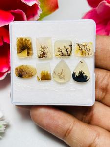 Lot de pierres précieuses cabochons en agate dendrite naturelle, polies, formes variées, pierres en vrac pour la fabrication de bijoux - Product Image 2