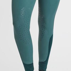 Pantalones de equitación para mujer de cintura alta hasta la rodilla, color verde azulado liso, elásticos en cuatro direcciones, con bolsillos y cierre de botón 2026 - Product Image 4