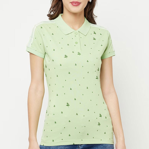 Polo de Mujer de Manga Corta, Diseño Sólido con Cuello en Contraste, Top Casual de Punto, Transpirable, de Algodón, Verano 2026 - Product Image 1