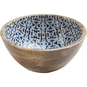 Tazón de madera hecho a mano con diseño de coral azul, estilo Japandi, plato para servir ensalada, para fiestas en casa, tazón para aperitivos de mesa - Product Image 6