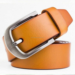 Cinturón de cuero con bordes de plumas cosidos Negro Marrón Grano completo Elegante Regalo perfecto para él Papá - Product Image 5