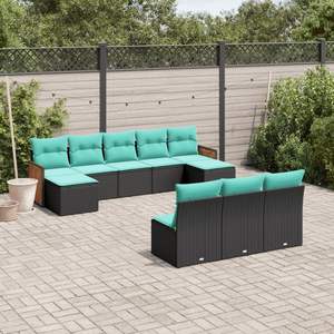 Conjunto de Sofás para Patio en Negro y Azul, Colección de Muebles Elegantes para Exteriores - Product Image 1