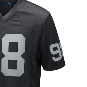 Maillot de football américain respirant 100 % polyester en maille, impression par transfert thermique, manches courtes, personnalisable avec nom, numéro et logo, vente en gros pour adultes - Product Image 3