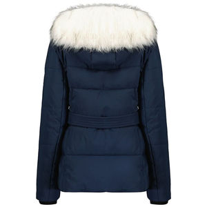 Navy Blue Hooded Puffer <b>Jacket</b> <b>Men</b> Windproof <b>Down</b> <b>Filled</b> Casual Winter Coat with Fur Trim Regular Fit Single Breasted Closure - Product Image 3
