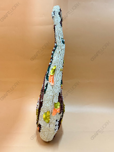 Handmade Beaded Boho Hobo Shoulder Bag Bow Pattern Bohemian Style Single Strap Statement <b>Handbag</b> Wholesale Supplier - Product Image 4