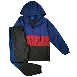 Conjunto Deportivo Ligero con Capucha y Bolsillos Laterales, Chaqueta Deportiva Larga, Verde, Azul Marino, Blanco, para Primavera, Cortavientos - Product Image 4