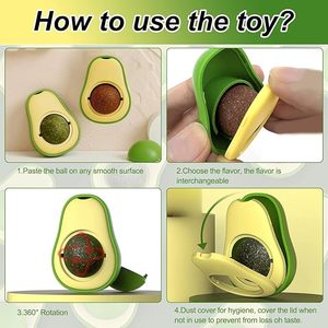 Juguete de bola de hierba gatera de aguacate interactivo OEM con base giratoria, limpiador Molar Dental con infusión de menta, suplemento de salud para mascotas para gatos - Product Image 3