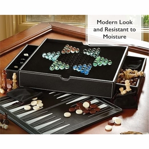Jeu d'échecs de luxe en cuir avec tiroir de rangement, plateau de jeu de dames en bois, jeu d'échecs magnétique professionnel pour adultes - Product Image 5