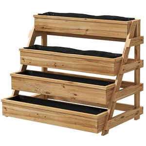 Fioriera rustica quadrata a 4 livelli con fori di drenaggio per erbe, verdure e fiori - Product Image 1
