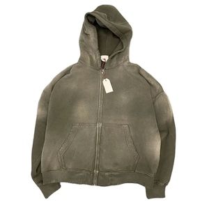 Sweat à capuche pour femme, 100% coton, imprimé sur mesure de haute qualité, confortable, effet délavé, fermeture éclair sur le devant, logo, idéal pour l'hiver - Product Image 2
