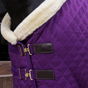 Couverture de luxe pour cheval en velours de laine intérieur, polaire d'hiver, couleur unie, en sergé, pour écurie - Product Image 2