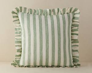 Fundas de Cojín a Rayas Tejidas 100% Algodón, Fundas Decorativas para Almohadas de Estilo Rústico, Fundas de Almohada de Algodón con Borde de Volantes Suaves - Product Image 6