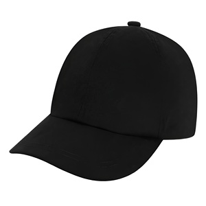 Casquette de baseball noire à 6 panneaux unisexe ajustée en sergé de polyester de couleur unie, chapeau décontracté pour adultes, à porter en toutes saisons - Product Image 1